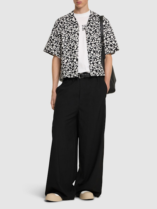 Marni: Tropical wool blend loose crop pants - men_1 | Luisa Via Roma