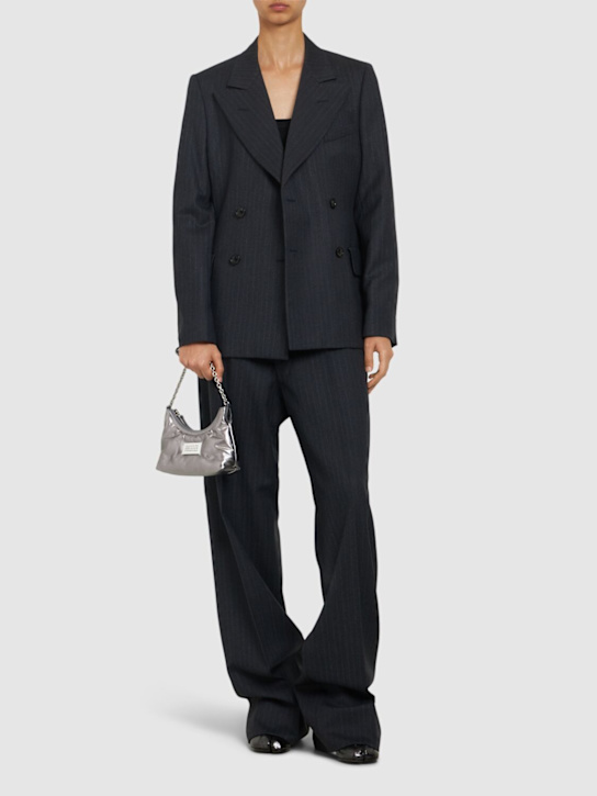 Maison Margiela: Blazer doppiopetto in lana gessata - women_1 | Luisa Via Roma