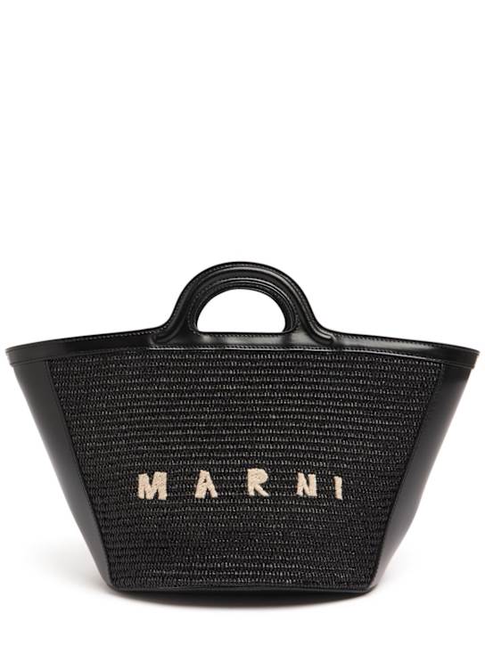 Marni: Small Tropicalia raffia effect bag - Black - women_0 | Luisa Via Roma