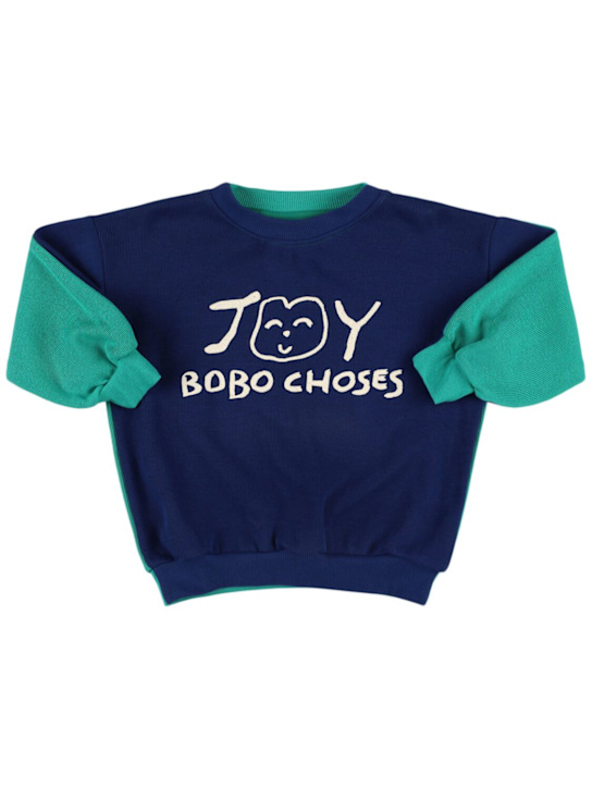 Bobo Choses: コットンスウェットシャツ - ブルー/グリーン - kids-girls_0 | Luisa Via Roma