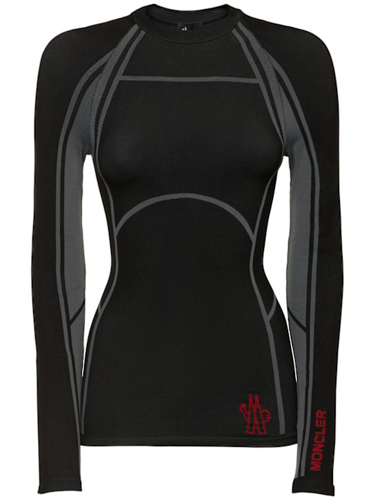 Moncler Grenoble: Nylon blend base layer t-shirt - women_0 | Luisa Via Roma