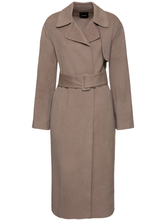 Theory: Belted wool & cashmere wrap trench coat - women_0 | Luisa Via Roma