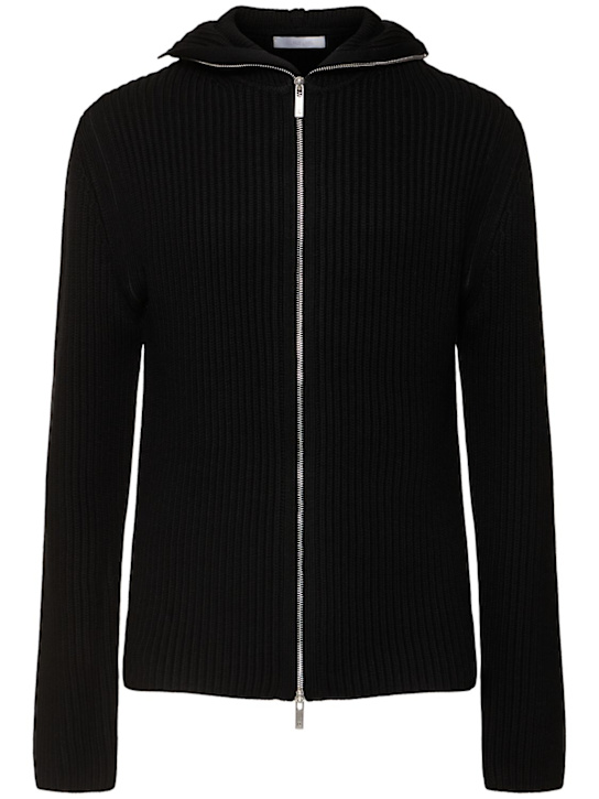 Helmut Lang: Wool zip hoodie - women_0 | Luisa Via Roma
