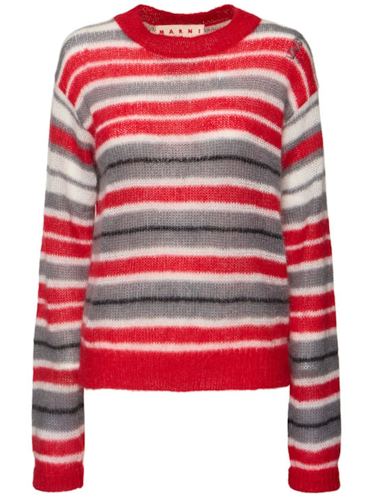 Marni: Striped mohair blend crewneck sweater - women_0 | Luisa Via Roma