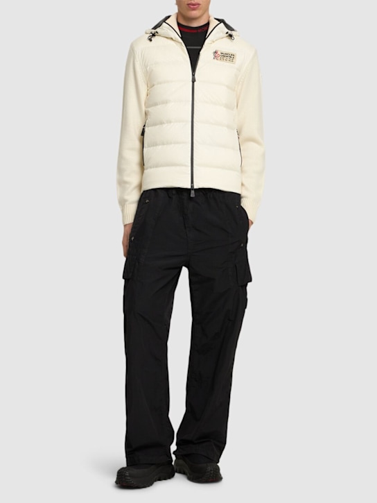 Moncler Grenoble: Wool & nylon down zip-up cardigan - men_1 | Luisa Via Roma