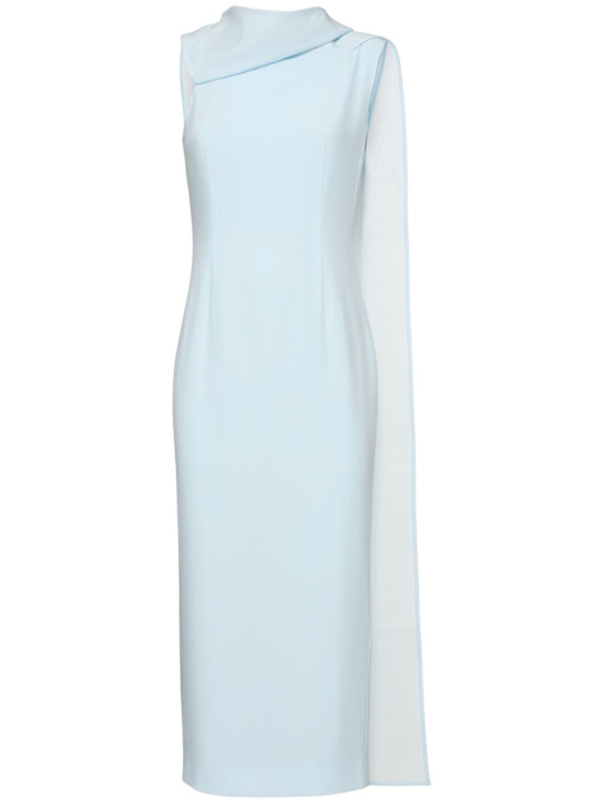 Roland Mouret: Satin crepe midi dress - Light Blue/White - women_0 | Luisa Via Roma