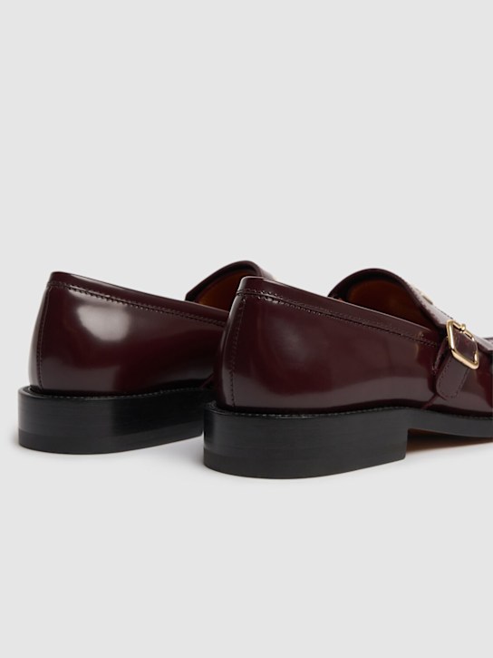 Marni: 20mm Leather loafers - Burgundy - women_3 | Luisa Via Roma