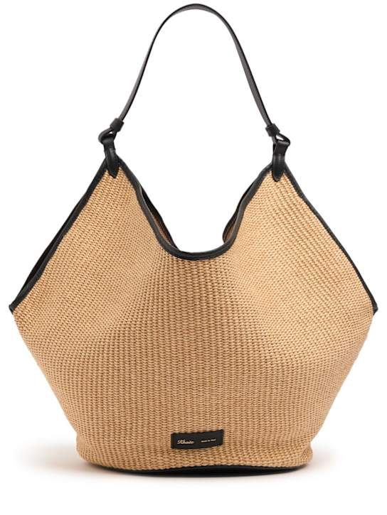 Khaite: Medium lotus raffia tote bag - women_0 | Luisa Via Roma
