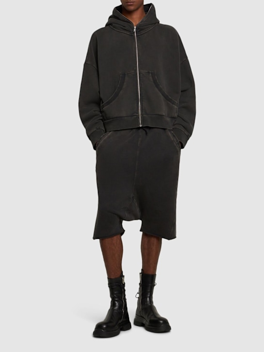 Entire Studios: Washed organic cotton drawstring shorts - Washed Black - men_1 | Luisa Via Roma
