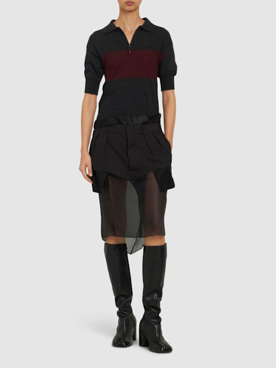 Maison Margiela: Layered wool blend midi dress - women_1 | Luisa Via Roma