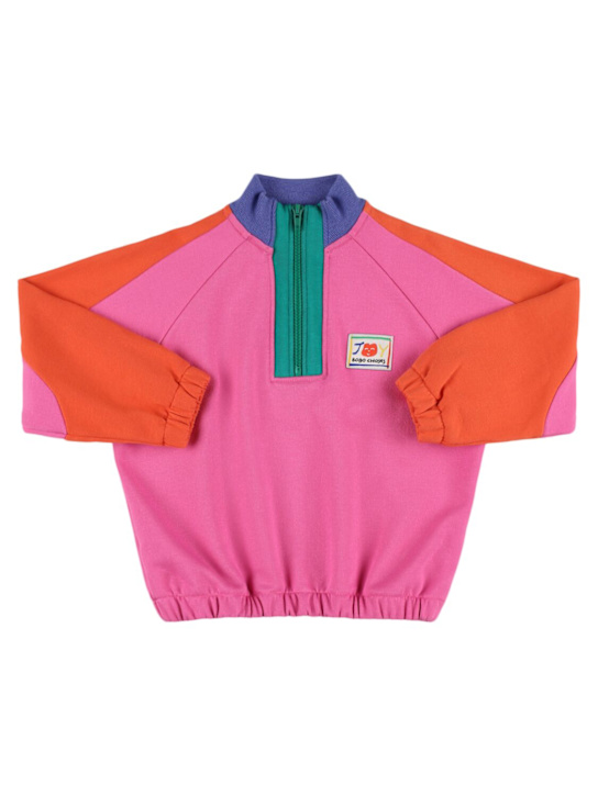 Bobo Choses: 伸縮性あり ハーフジップコットンスウェットシャツ - kids-boys_0 | Luisa Via Roma