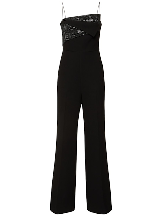 Roland Mouret: Heavy cady jumpsuit w/ diamante insert - Black - women_0 | Luisa Via Roma