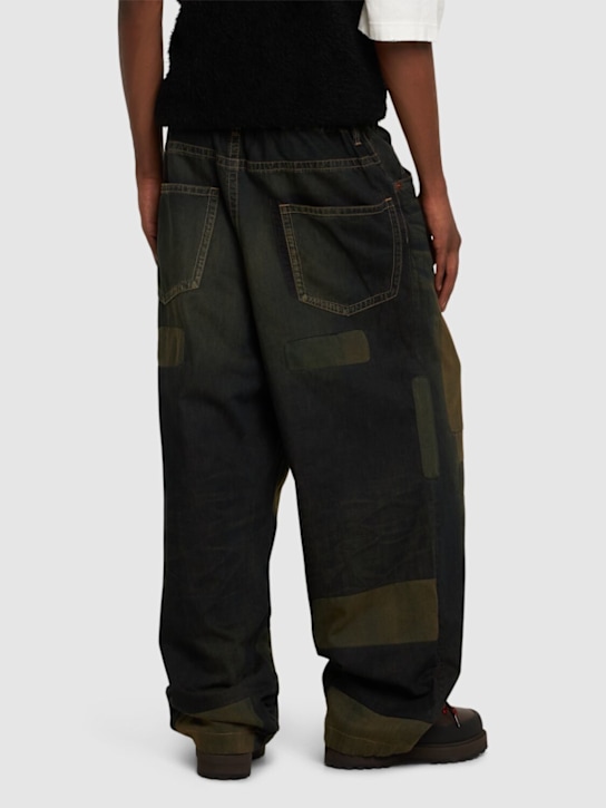 Mihara Yasuhiro: Patchwork denim wide leg jeans - Blue - men_2 | Luisa Via Roma