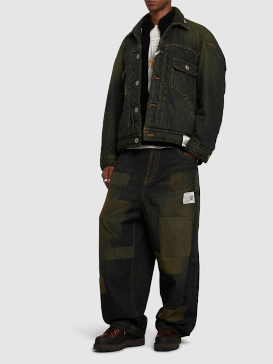 Mihara Yasuhiro: Patchwork denim wide leg jeans - Blue - men_1 | Luisa Via Roma