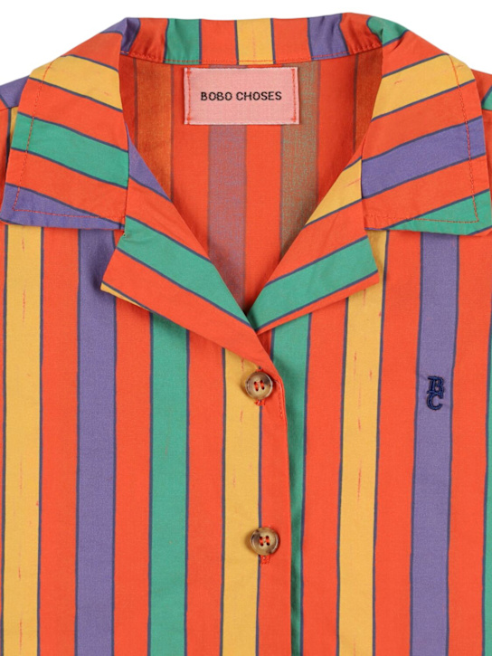Bobo Choses: Camisa de popelina de algodón a rayas - Naranja/Multicolor - kids-boys_1 | Luisa Via Roma