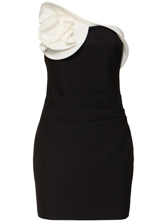 Roland Mouret: Strapless draped mini dress - Black/White - women_0 | Luisa Via Roma
