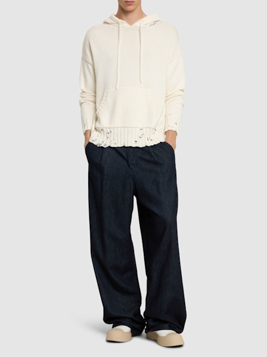 Marni: Hooded knit sweater - Lily White - men_1 | Luisa Via Roma