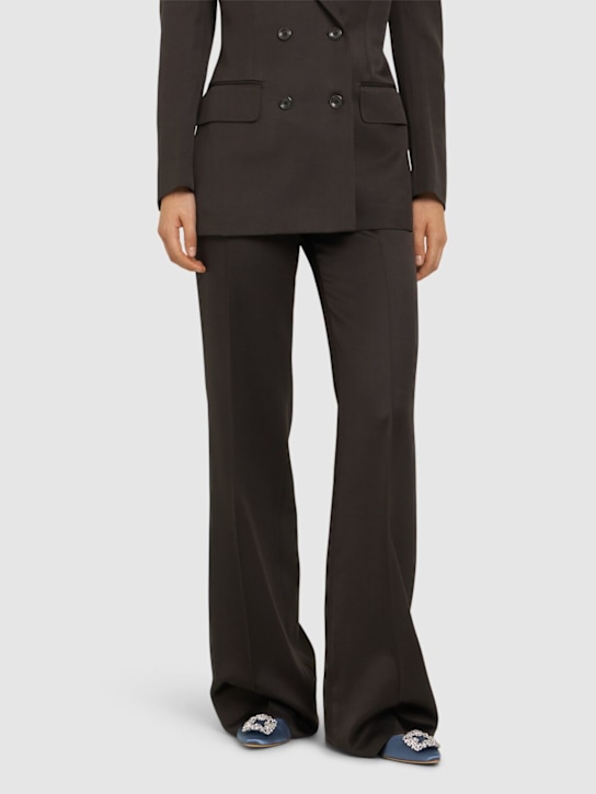 Manolo Blahnik: 10mm Hangisi satin ballerina flats - women_1 | Luisa Via Roma