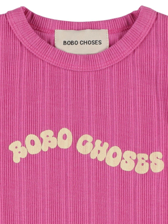 Bobo Choses: Printed cotton blend jersey tank top - フクシャ - kids-girls_1 | Luisa Via Roma