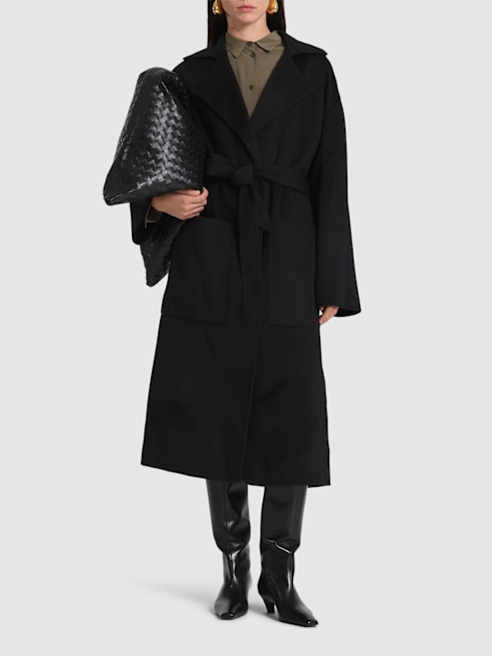 Nanushka: Alamo wool & silk long coat - women_1 | Luisa Via Roma