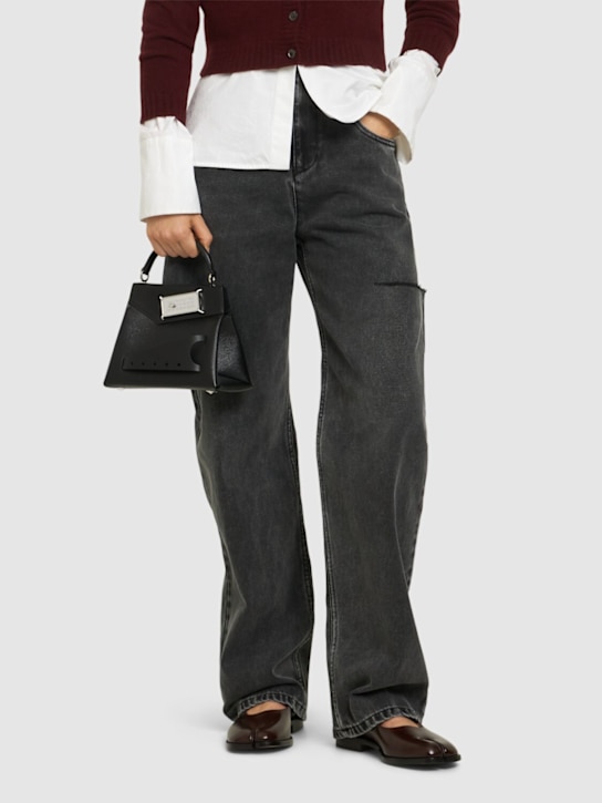 Maison Margiela: Small Snatched grainy leather bag - women_1 | Luisa Via Roma