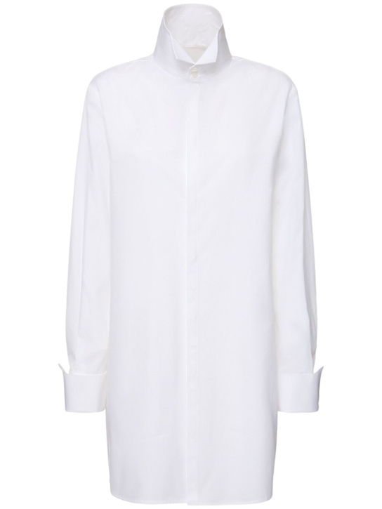 MM6 Maison Margiela: Cotton poplin canvas high neck shirt - women_0 | Luisa Via Roma