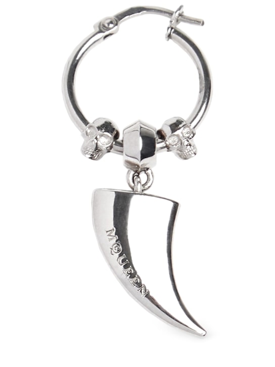 McQueen: Tiger Claw brass mono earring - Silver - men_0 | Luisa Via Roma