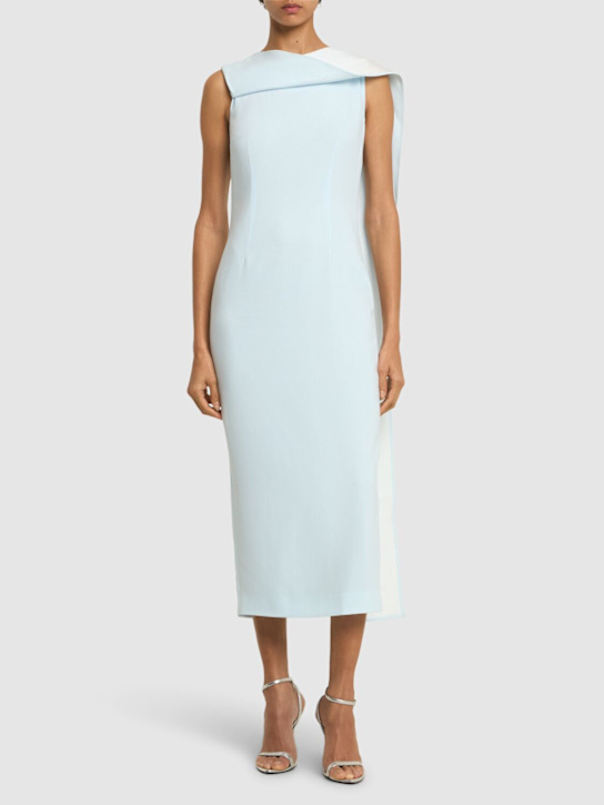 Roland Mouret: Satin crepe midi dress - Light Blue/White - women_1 | Luisa Via Roma