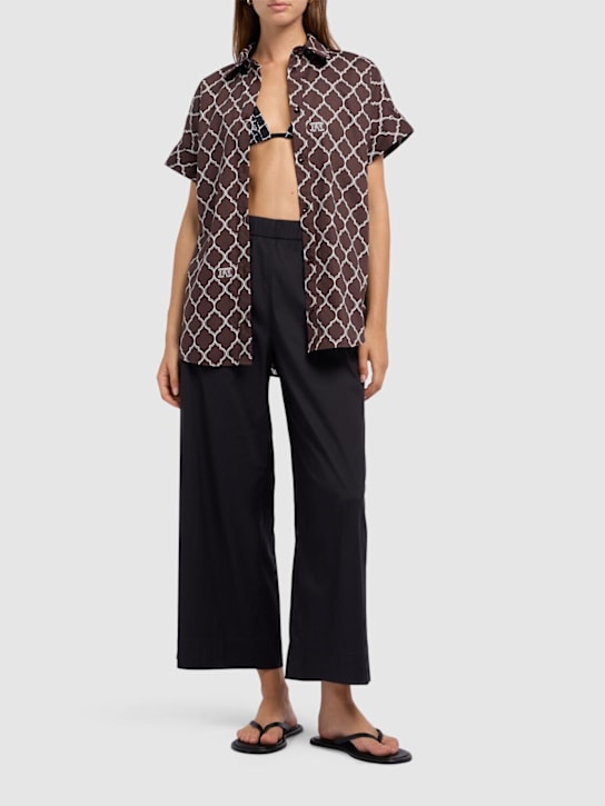 Max Mara: Rio cotton blend poplin pants - women_1 | Luisa Via Roma