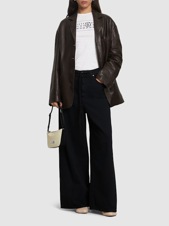 MM6 Maison Margiela: Mid rise wide leg denim jeans - women_1 | Luisa Via Roma