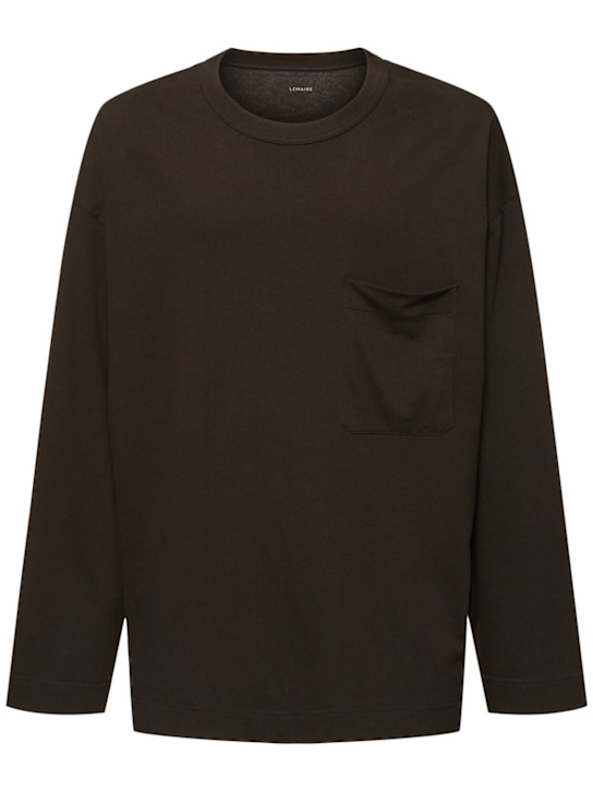 Lemaire: Oversize fit long sleeved t-shirt - men_0 | Luisa Via Roma