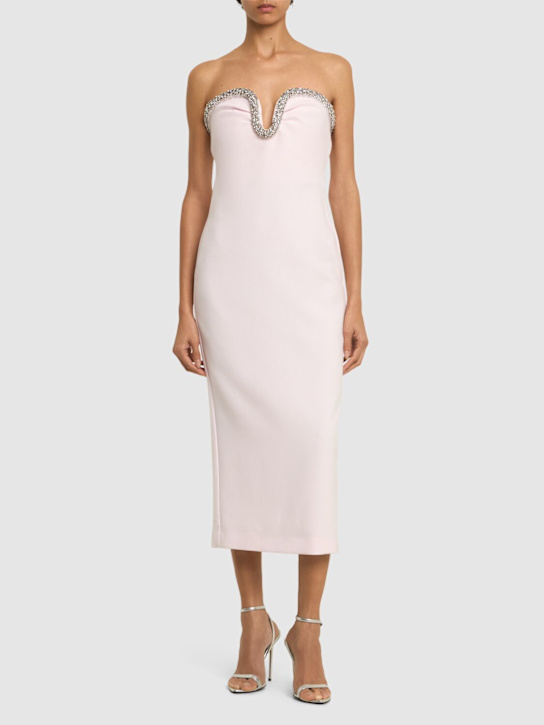 Roland Mouret: Strapless embellished crepe midi dress - Light Pink - women_1 | Luisa Via Roma
