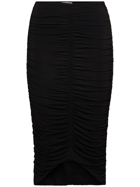 Isabel Marant: Gonna midi Vicky in viscosa con arricciature - Nero - women_0 | Luisa Via Roma