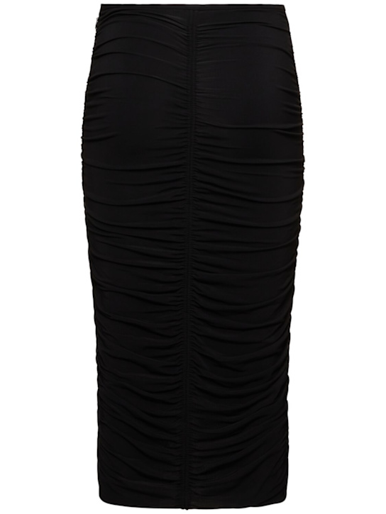 Isabel Marant: Gonna midi Vicky in viscosa con arricciature - Nero - women_4 | Luisa Via Roma