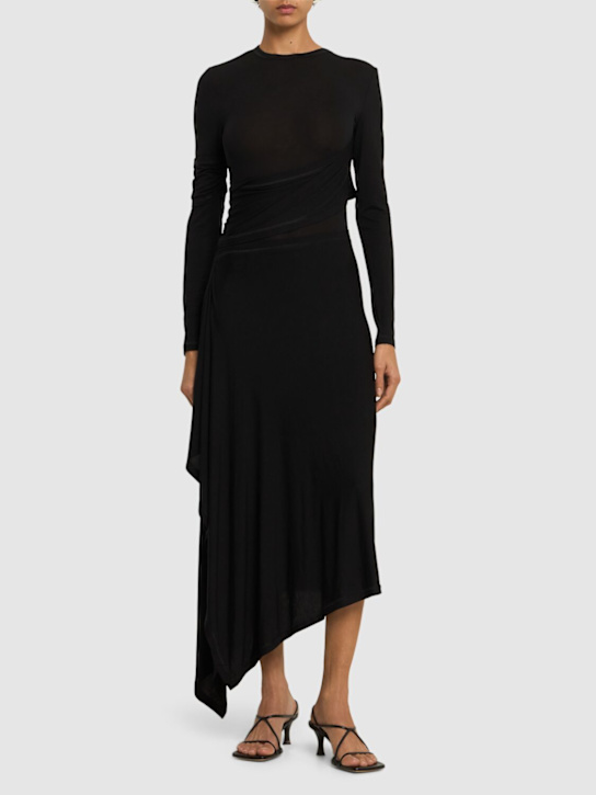 Helmut Lang: Draped jersey long dress - women_1 | Luisa Via Roma