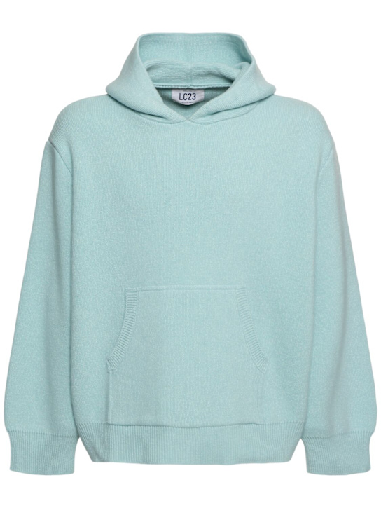 Lc23: Wool blend knit hoodie - men_0 | Luisa Via Roma