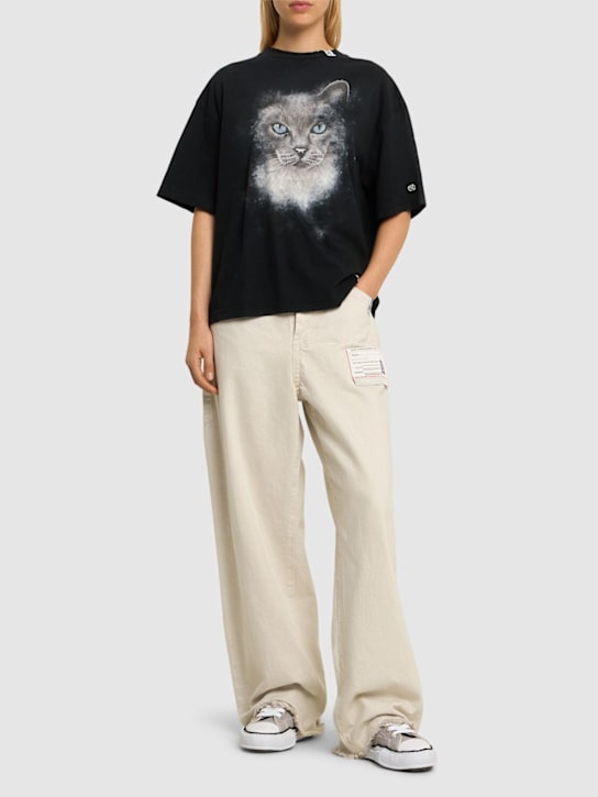 Mihara Yasuhiro: Cat printed cotton jersey t-shirt - women_1 | Luisa Via Roma