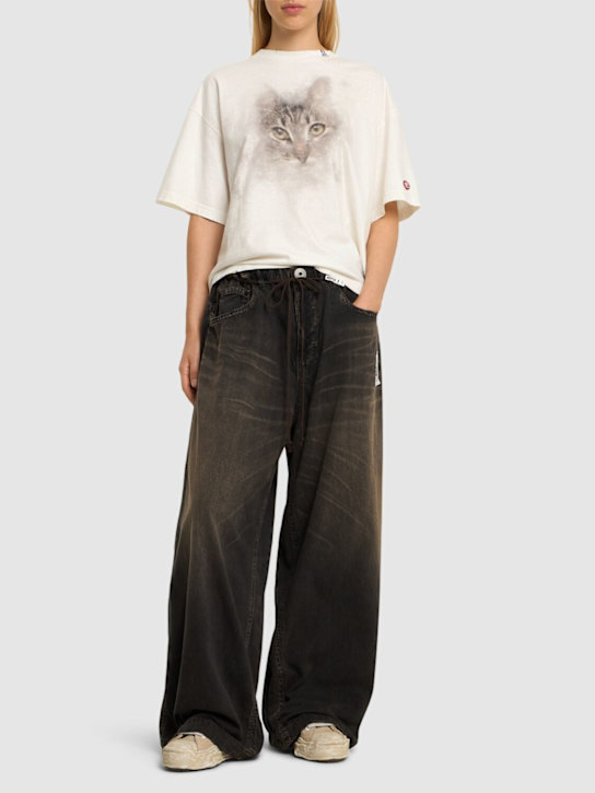 Mihara Yasuhiro: Jeans larghi vita alta in denim con coulisse - women_1 | Luisa Via Roma