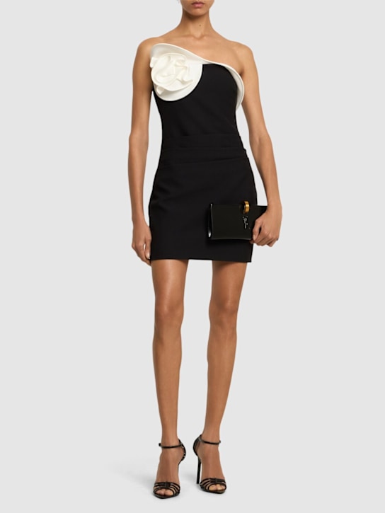 Roland Mouret: Strapless draped mini dress - Black/White - women_1 | Luisa Via Roma