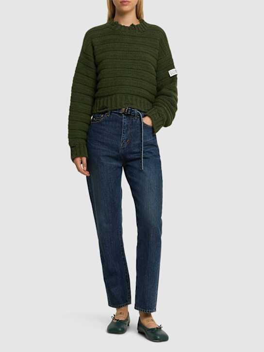 Sacai: Straight denim jeans - Blue - women_1 | Luisa Via Roma