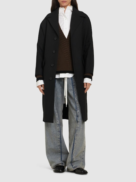 MM6 Maison Margiela: Heavy wool blend gabardine coat - women_1 | Luisa Via Roma