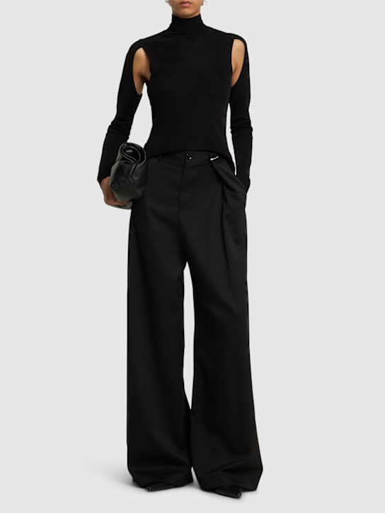 MM6 Maison Margiela: Pantalon asymétrique en laine mélangée - women_1 | Luisa Via Roma