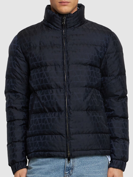 Valentino: Daunenjacke aus Jacquard - Dunkelblau - men_3 | Luisa Via Roma