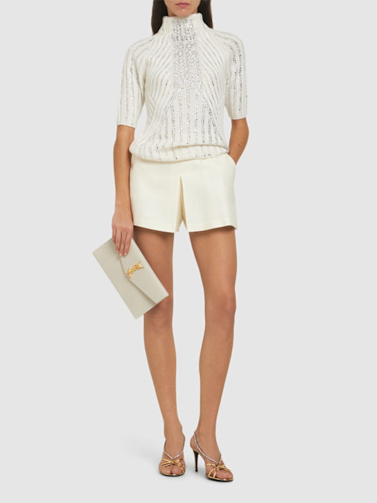 Ermanno Scervino: Embellished short sleeve knit sweater - women_1 | Luisa Via Roma