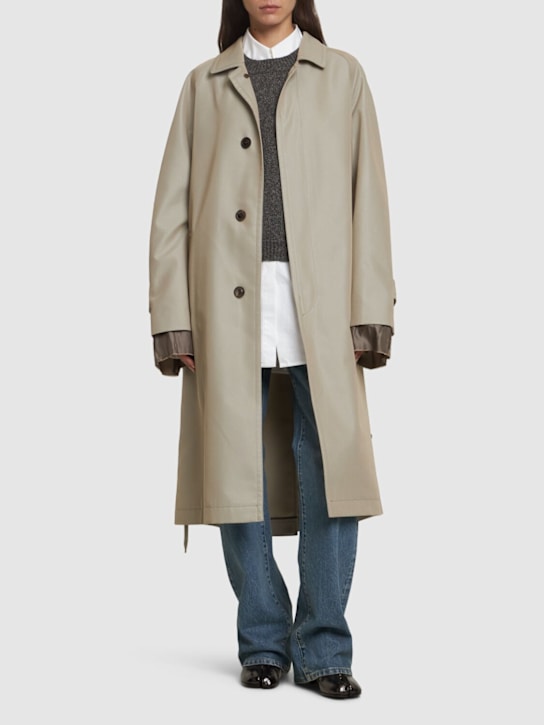 Maison Margiela: Trench in twill di cotone / cintura - Beige - women_1 | Luisa Via Roma