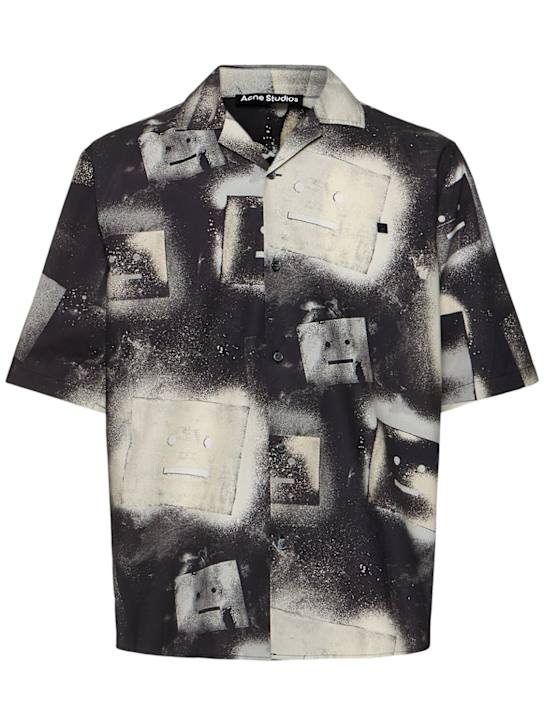 Acne Studios: Camicia oversize in cotone - Nero/Bianco - men_0 | Luisa Via Roma