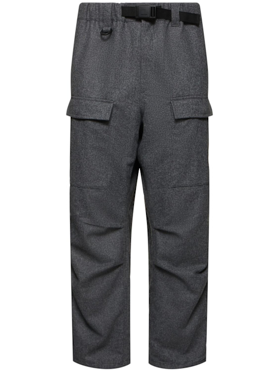 Y-3: Wool blend flannel pants - men_0 | Luisa Via Roma