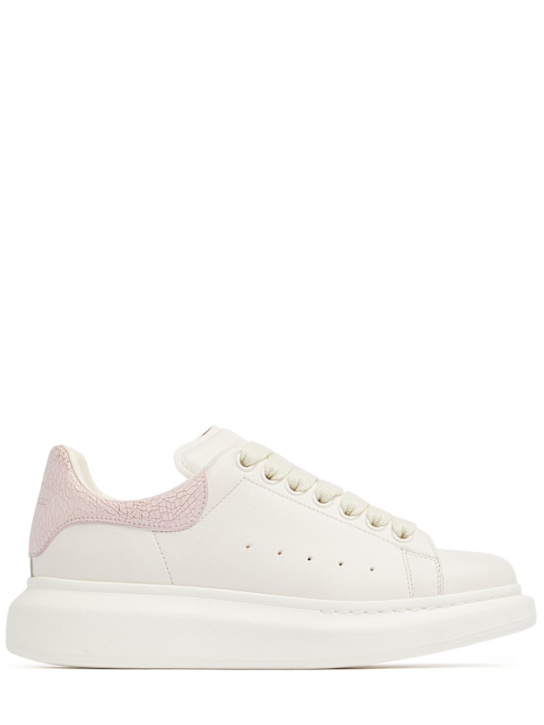 McQueen: Oversized leather sneakers - Off White/Pink - women_0 | Luisa Via Roma