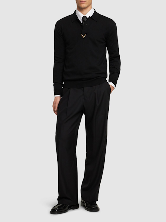 Valentino: V detail wool polo - men_1 | Luisa Via Roma