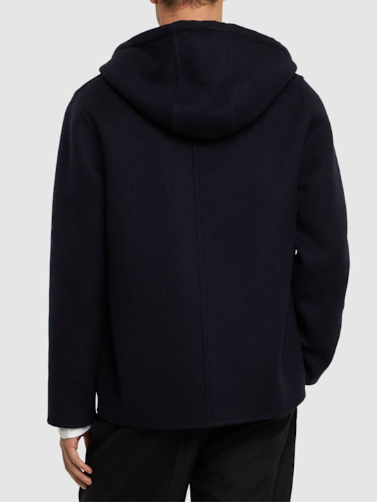 Valentino: Toile Iconographe wool caban coat - Navy - men_2 | Luisa Via Roma